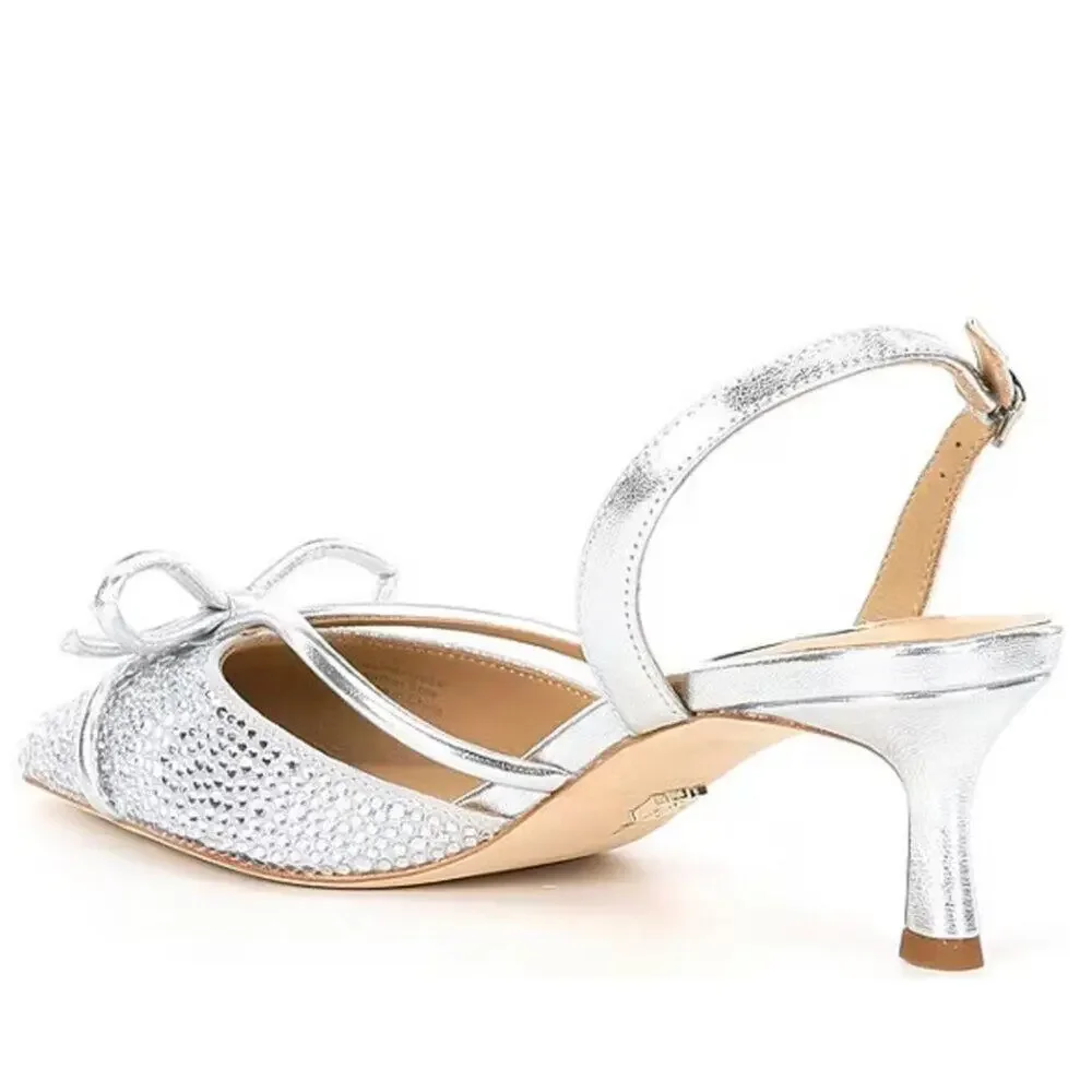 Badgley Mischka Angelina Satin Rhinestone Pumps Size 8